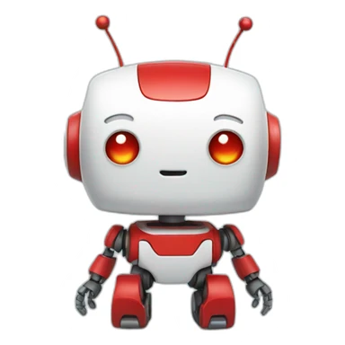 cute little white red robot sticker