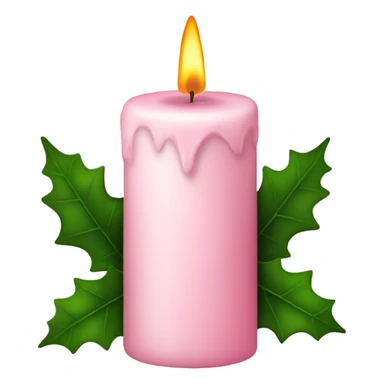 pale pink christmas candle with holly sticker