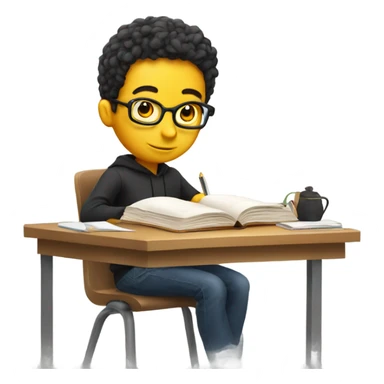 student studying for exam sticker