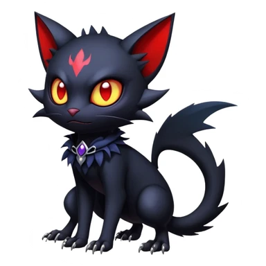 Vampiric feral futuristic gothic emo dark Litten-Noibat-Fakémon-hybrid-creature (full body) sticker