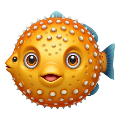 puffer fish, only eye, apple emoji style sticker