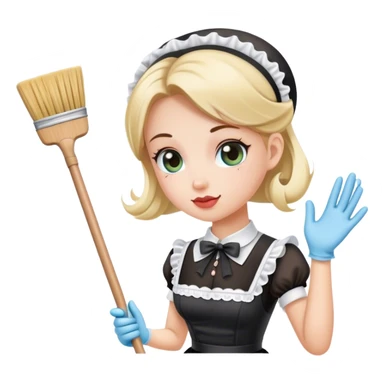 French maid cleaning sticker