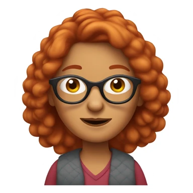 Grandma emoji, wearing cat-eye shaped rim glasses and long red hair sticker