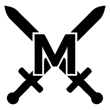 two crossed swords with the letter M sticker