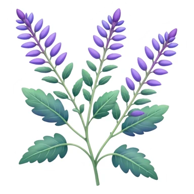 clary sage plant with purple, blue, and green colors sticker