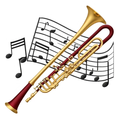 Create a sophisticated and elegant emoji that represents orchestration and arrangement. The design should feature a conductor’s baton, musical notes, and a symphonic score, symbolizing the process of arranging and orchestrating music. Incorporate instruments like a violin, trumpet, and piano keys subtly in the background, representing different sections of the orchestra. Use classical and refined colors such as gold, deep red, and black to evoke the grandeur and precision of orchestration. The background should be transparent. sticker