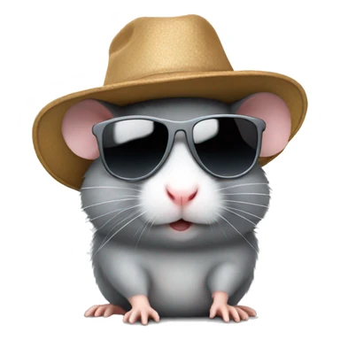 Grey Hamster with sunglasses and hat sticker