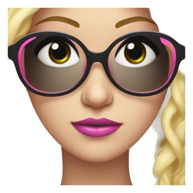 girl with black eyes, long lashes and glases. Pink mouth, long nails sticker