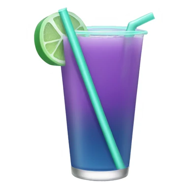 teal and mint color drink, purple straw sticker