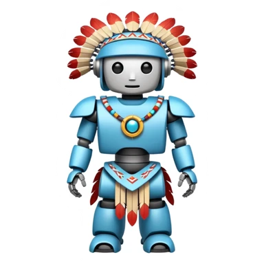 Full Robotic figure wearing native American regalia sticker