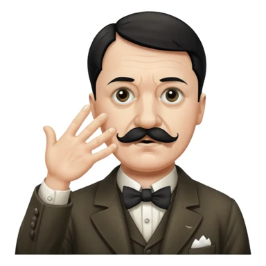 Adolf hitler with a Charlie Chaplin mustache throwing up CK sticker
