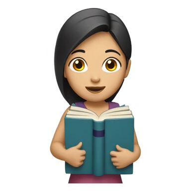 Asian girl with books sticker