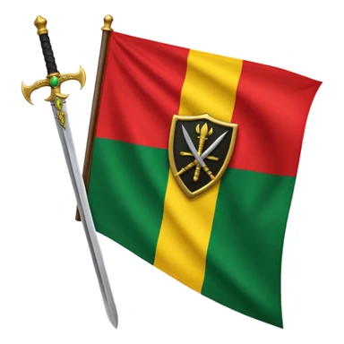 Solaani black green yellow and red heritage flag with African sword crest in the middle  sticker