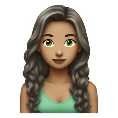 Girl with long brunette hair, green eyes, and tattoos sticker