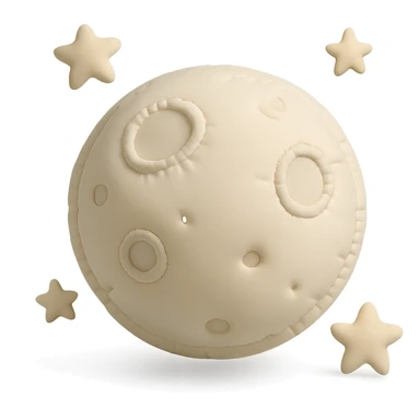 full moon surrounded by twinkling stars in a night sky, cozy and whimsical sticker