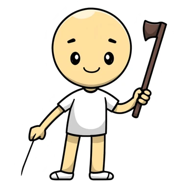 cartoonish sticker of a stick man in a colorful T-shirt, playful pose sticker