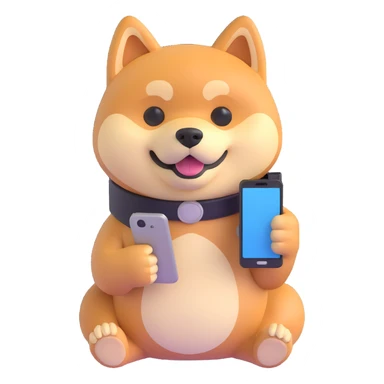 shiba inu holding a phone sticker