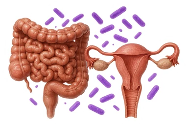 intestino umano anatomico realistico accanto ad un utero umano anatomico realistico, dietro i due organi fluttuano batteri intestinali con questo colore: #971ef1, iperrealistico 4k
isolata su sfondo bianco sticker