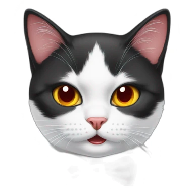 White and black cat wearing a red bow tie gets angry and shows his teeth  sticker