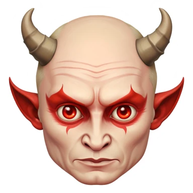 realistic devil Putin with textured skin, expressive eyes, and elaborate horns sticker