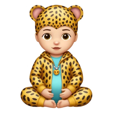 human baby with leopard patterned clothes sticker