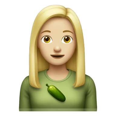 Girl with blond hair holding a pickle  sticker