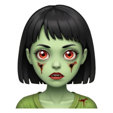 garota zumbi verdecom os cabelos pretos com franja curta sticker