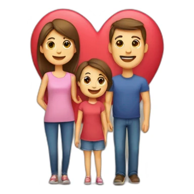 Heart and mom and dad and kids sticker