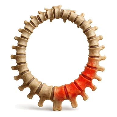 SPINA DORSALE ANATOMICA UMANA REALISTICA infiammata CHIUSA A CERCHIO, iperrealistica 4k, non disegnata sticker