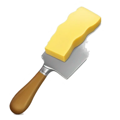 A curl of margarine on the tip of a butter knife sticker