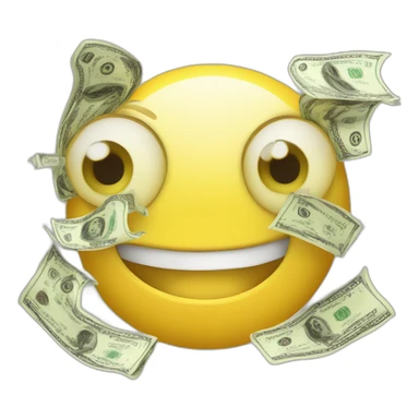 Yellow smile with dollar eyes sticker
