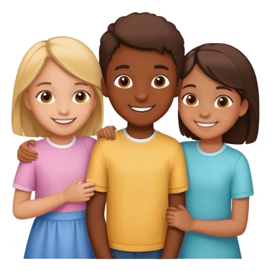 siblings playing together - one boy and two girls sticker