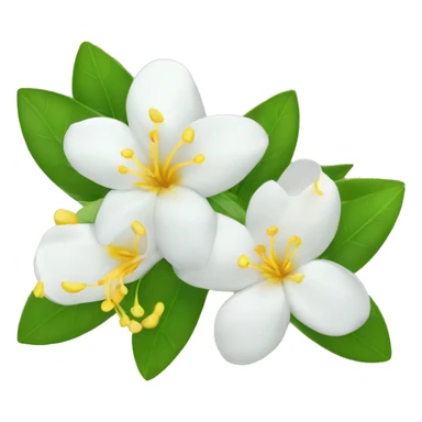Jasmine flowers with white petals and yellow center of petals with stamens. sticker