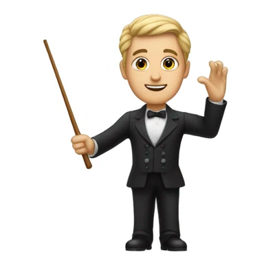 The upper part of a conductor from behind, raising the baton to lead an orchestra with the baton clearly seen. sticker