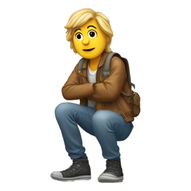 Hitchhiker sneaking in corner with thumb out  sticker