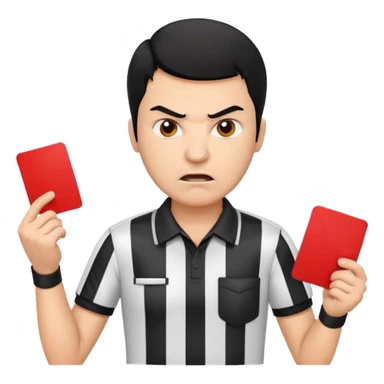 Referee with red card black hair and angry face  sticker