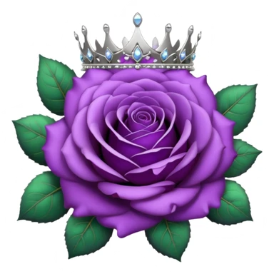 Purple rose flower, silver circle plaque, silver tiara sticker