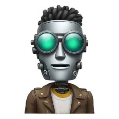 AI Robot in the style of a berlin hipster sticker