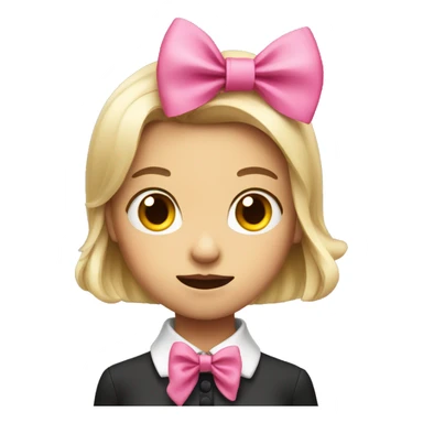 scary girl with a pink bow tie  sticker