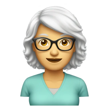 mujer 70 años pelo blanco gafas sticker