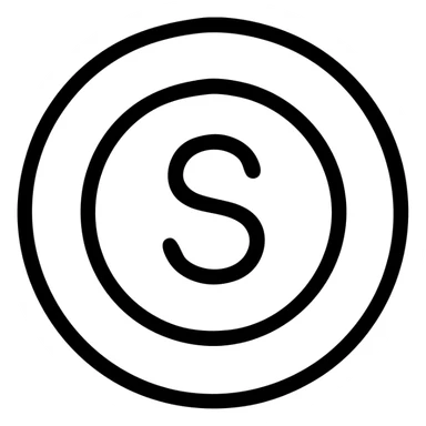 simple iconographic style coin with letter S, front view sticker
