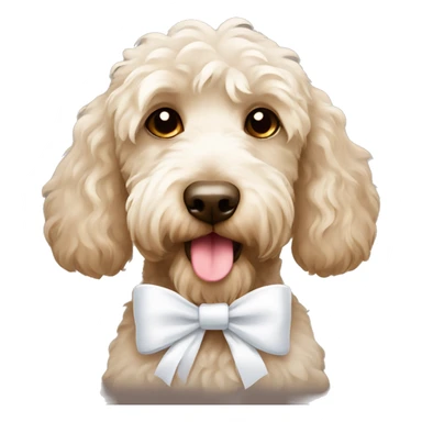 Labradoodle wearing a white bow on neck sticker