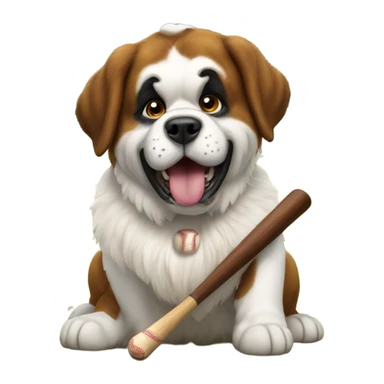 Saint Bernard hitting a baseball  sticker