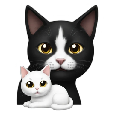 black cat with whitecat sticker