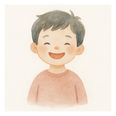 a happy kid, watercolor art style sticker