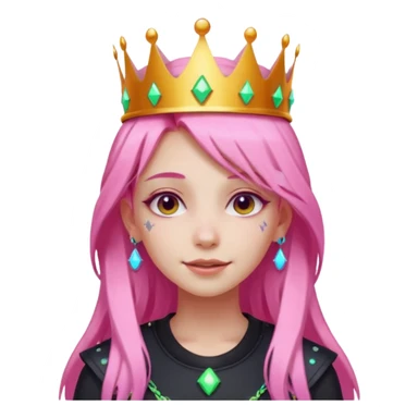 girl neon cyberpunk light pink happy long hair crown sticker