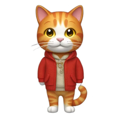 3d ginger cat with welsh clothing sticker