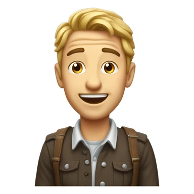 Smiling French man have a surprised sticker