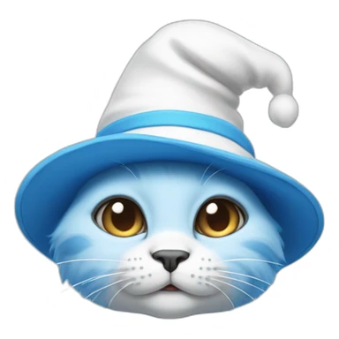 Blue smurf cat with white hat sticker