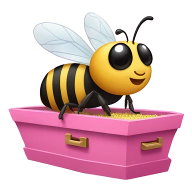 Bee in a pink coffin going to heaven  sticker